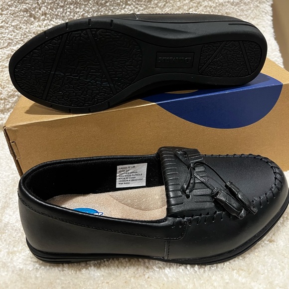 Dr. Max Blue Leather Kilty Tassel Moc Toe Loafers Shoe Women's Size 6.5 M NWOB - Picture 2 of 6